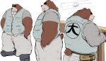  2019 anthro belly bottomwear brown_body brown_fur butt clothing fur kemono male mammal overweight overweight_male pants shirt solo topwear ursid velcro74656 