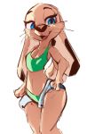  2020 anthro blue_eyes clothed clothing ears_down female fur hi_res lagomorph leporid mammal midriff open_mouth open_smile pivoted_ears portrait rabbit simple_background smile solo tan_body tan_fur three-quarter_portrait tohupo whiskers 
