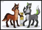  a aaaaaaaaaaa after_transformation award black_border border canid canine canis danwolf15 domestic_dog duo engraving german_shepherd herding_dog male mammal maned_wolf nude pastoral_dog standing surprise taur text trophy wolf 