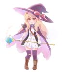  blonde_hair boots capelet cloak gloves hat highres little_witch_nobeta long_hair nobeta orange_eyes reona-rinne thigh_boots thighhighs witch_hat 