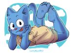  2018 5_toes anthro barefoot cartoon_network clothing feet felid feline gumball_watterson hi_res humanoid_feet luckymax2012 male mammal signature soles solo the_amazing_world_of_gumball toes tongue tongue_out whiskers 
