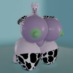  1:1 3d_(artwork) animal_print anthro big_breasts big_butt breasts butt cow_clothing cow_print darkdraketom digital_media_(artwork) dragon female goodra green_eyes green_nipples hand_on_breast huge_breasts huge_butt hyper hyper_breasts hyper_butt looking_at_viewer nintendo nipples pok&eacute;mon pok&eacute;mon_(species) purple_body simple_background solo thick_thighs video_games 