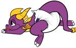  2018 activision claws diaper dragon feral furgonomics horn lying male on_front pacifier purple_body purple_eyes purple_skin rogeykun scalie simple_background solo spyro spyro_reignited_trilogy spyro_the_dragon video_games western_dragon white_background wings young 