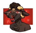  &lt;3 &lt;3_eyes abstract_background ahegao alpha_channel anlaki anthro avtor_d_(artist) black_body black_fur black_nose blush bodily_fluids bovid caprine fur horn looking_pleasured male mammal open_mouth pentagram red_eyes saliva solo tears 