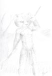  domestic_cat drawing felid feline felis mammal melee_weapon pencil_(disambiguation) polearm savana sketch spear weapon 