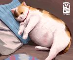  2020 :3 ambiguous_gender beady_eyes bodily_fluids brown_background brown_body brown_fur collar crying crying_cat domestic_cat felid feline felis feral fur hi_res lying mammal multicolored_body multicolored_fur nude obese obese_ambiguous obese_feral on_side orange_body orange_fur overweight overweight_ambiguous overweight_feral pawpads pillow red_collar sad signature simple_background solo spots spotted_body spotted_fur tears voccu white_body white_fur 