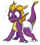  2018 activision claws diaper dragon feral furgonomics horn male purple_body purple_eyes purple_skin rogeykun simple_background spyro spyro_reignited_trilogy spyro_the_dragon video_games western white_background wings young 