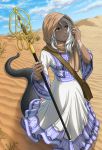  2020 5_fingers black_body black_scales breasts clothed clothing day desert detailed_background digital_media_(artwork) eyebrows eyelashes female fingers hair hi_res jay-kuro lamia outside reptile scales scalie serpentine sky snake white_hair 
