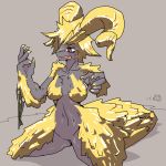  1:1 anthro capcom claws clothing dragon elder_dragon female hi_res horn implied_transformation kulve_taroth matsukura monster monster_hunter nipples nude reptile scales scalie solo torn_clothing transformation video_games 