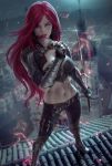  armor blood cleavage katarina_du_couteau league_of_legends no_bra sword tattoo weapon zarory 