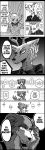  2020 absurd_res antlers beastars bodily_fluids canid canine canis cellphone cervid clothed clothing comic cronch_potato dialogue english_text fur haru_(beastars) hi_res holding_cellphone holding_object holding_phone horn juno_(beastars) lagomorph leporid louis_(beastars) mammal monochrome necktie phone rabbit shirt speech_bubble sweat sweatdrop text thought_bubble topwear wolf 