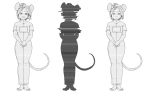 clothing computerized feet female glitch hi_res hologram jumpsuit mammal model_sheet monochrome mouse murid murine rodent toes 