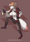  absurd_res alcohol arctic_fox athletic beer beverage big_breasts bomberman_jetters boots breasts canid canine clothing crop_top drinking exposed_breasts female footwear fox fur fyixen hi_res mammal midriff orange_body orange_fur pilot pinup pose sedona_(fyixen) shirt solo topwear white_body white_fur 