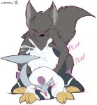  2020 absol all_fours ambiguous_gender ambiguous_penetration ass_up black_body black_fur blush claws cum_explosion doggystyle duo english_text eye_roll eyes_closed fan_character feral from_behind_position front_view fur grey_body grey_fur hi_res looking_pleasured lying male male/ambiguous male_(lore) markings multicolored_body multicolored_fur nintendo on_front on_ground onomatopoeia orgasm penetration pok&eacute;mon pok&eacute;mon_(species) purple_eyes sex shima_(lucaraixen) simple_background sound_effects text tongue tongue_out two_tone_body two_tone_fur uromatsu video_games white_background white_body white_fur 
