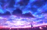  1girl cloud dress flower highres landscape long_hair multicolored original sakimori_(hououbds) star_(sky) 