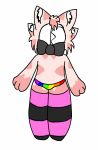  2020 absurd_res anthro black_clothing bow_tie clothing colored digital_drawing_(artwork) digital_media_(artwork) female fur hair halco_(artist) halco_(character) hi_res humanoid inner_ear_fluff legwear lgbt_pride machine multicolored_clothing paws pink_body pink_clothing pink_fur pink_hair portrait pride_colors protogen rainbow_clothing rainbow_flag rainbow_pride_flag rainbow_symbol simple_background simple_eyes simple_shading solo standing thigh_highs tuft underwear white_eyes 