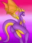 activision anthro breasts butt crossgender dragon female genitals gradient_background hi_res looking_at_viewer looking_back membrane_(anatomy) membranous_wings presenting presenting_hindquarters purple_body purple_eyes purple_scales pussy rorrek scales scalie side_boob simple_background solo spyro spyro_the_dragon video_games western_dragon wings 
