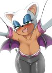  2019 anthro big_breasts blush bodysuit breasts chiropteran cleavage clothed clothing curvy_figure cute_fangs female first_person_view flirting hi_res looking_at_viewer mammal presenting presenting_breasts rouge_the_bat seductive selfie skinsuit solo sonic_the_hedgehog_(series) tamamonokama tight_clothing wide_hips 