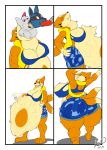  anthro belly big_belly big_breasts big_butt body_outline breast_imprints breasts butt comic digestion ed_(nidogatr) face_imprint fan_character female female/female female_pred female_prey floatzel hi_res huge_butt imprint killero lucario multiple_prey neck_bulge nintendo nipple_outline oral_vore pok&eacute;mon pok&eacute;mon_(species) swallowing thick_thighs video_games vore weight_gain wide_hips zangoose 