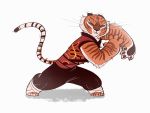  action_pose anthro clothed clothing digital_media_(artwork) dreamworks fabel felid feline female fur hi_res kung_fu_panda mammal master_tigress multicolored_body pantherine pose shaded simple_background solo striped_body striped_fur stripes tiger whiskers white_background 
