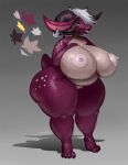  anthro big_breasts breasts dragon ear_piercing ear_ring female genitals hi_res holding_breast huge_breasts nude piercing pussy slightly_chubby solo taranima thick_thighs tongue 