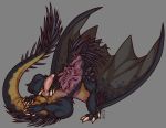  2020 balls capcom claws dragon elder_dragon erection fan_character feral flying_wyvern fur genitals hi_res hybrid looking_at_viewer lying male membrane_(anatomy) membranous_wings mimic_dragon misericorde monster_hunter nargacuga nergigante nude on_back penis presenting scalie solo spread_legs spreading video_games wings wyvern 