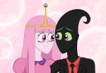  adventure_time black_skin crown formal long_hair nathaniel718 nergal_(billy_&amp;_mandy) pink_hair pink_skin princess_bonnibel_bubblegum self_upload suit the_grim_adventures_of_billy_&amp;_mandy 