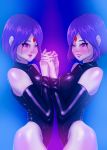  absurdres breasts doppelganger highres large_breasts raven_(dc) self_hug self_shot selfcest short_hair teen_titans teenage yuri 