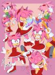  &lt;3 2020 accessory ambiguous_gender amy_rose angry anthro blush boots card chao_(sonic) classic_amy_rose classic_sonic_(universe) clothing eulipotyphlan eyes_closed female footwear gloves green_eyes group hair_accessory hairband hammer handwear hedgehog hi_res mammal miyartz open_mouth open_smile playing_card pose signature smile sonic_the_hedgehog_(series) square_crossover teeth tools video_games 