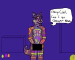  anthro black_light canid canine censored fox male mammal solo text 