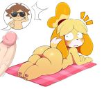  animal_crossing anthro being_watched big_butt blonde_hair blush bodily_fluids breasts brown_hair butt canid canine canis cutaway domestic_dog duo edit erection female female_focus floppy_ears genitals hair hi_res human imminent_sex isabelle_(animal_crossing) looking_at_another male male/female mammal nervous nintendo nude offscreen_character penis shih_tzu side_boob simple_background smile solo_focus speech_bubble sssonic2 sweat towel toy_dog video_games villager_(animal_crossing) 