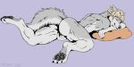  2020 anthro butt canid canine canis eyes_closed female fur hi_res mammal marjani masturbation pillow pleasured simple_background smile solo wolf 