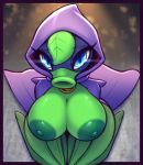  anthro areola big_breasts breasts cape clothed clothing electronic_arts elemental_creature elemental_humanoid female flora_fauna green_shadow hi_res humanoid kneeling looking_at_viewer mostly_nude nipples not_furry partially_clothed plant plant_humanoid plants_vs._zombies plants_vs._zombies_heroes popcap_games r-mk thick_thighs video_games wide_hips 