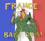  absurd_res alcohol anthro avian baguette balls bastille_day beverage bird bread chicken cigarette flaccid food france french_flag galliform gallus_(genus) genitals grivaire hi_res male musclegut nude overweight penis phasianid slightly_chubby smile text translated uncut wine 