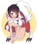  1320_(artist) anthro anthro_penetrating anthro_penetrating_human black_nose blush bodily_fluids breasts brown_hair canid canine claws clothing female female_on_anthro finger_claws fur hair happy happy_sex human human_on_anthro human_penetrated interspecies lycanroc male male/female mammal midnight_lycanroc nintendo nipples open_mouth open_smile penetration pok&eacute;mon pok&eacute;mon_(species) pok&eacute;philia red_body red_fur sex short_hair smile sweat teeth toe_claws torn_clothing video_games white_body white_fur white_hair 