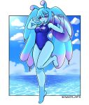  blue_body clothing goo_creature goo_humanoid hi_res humanoid ineedanaccount not_furry one-piece_swimsuit slime solo swimwear 