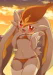  2020 anthro breasts brown_body brown_fur clothing cloud female fur gigantamax_cinderace gigantamax_pok&eacute;mon iuncco13 lagomorph legwear long_ears mammal nintendo open_mouth open_smile pok&eacute;mon pok&eacute;mon_(species) red_eyes shiny_pok&eacute;mon smile video_games 