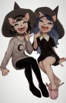 anthro cartoon_hangover choker claire_(the_summoning) domestic_cat duo eyes_closed felid feline felis female hi_res jewelry long_nails mammal mossa necklace open_mouth pentagram slippers teeth the_summoning 