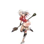  1girl action_taimanin ass bare_shoulders black_gloves boots breasts covered_collarbone detached_sleeves dress elbow_gloves fingerless_gloves fishnet_thighhighs fishnets gloves gradient_hair green_eyes grin hair_between_eyes halterneck high_heel_boots high_heels holding holding_weapon impossible_clothes impossible_dress lilith-soft long_hair looking_at_viewer microdress multicolored_hair no_bra nobushito official_art panties pink_hair polearm red_dress sanada_homura shin_guards shiny_clothes shiny_skin short_dress side_slit skin_tight smile solo spear taimanin_(series) teeth thighhighs third-party_source transparent_background underwear weapon white_hair white_panties 