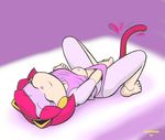  animal_ears barefoot breast_grab breasts cat cat_ears feet feline female fingering full_body furry grabbing gradient gradient_background hand_in_panties kyatto_ninden_teyandee mammal masturbation nipples otama polly_esther pururun pussy samurai_pizza_cats shep smile solo tail toes 