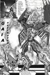  anthro armor battle_helmet black_and_white black_body blackwargreymon claws clothed clothing comic comic_page comic_panel dialogue digimon digimon_(species) dragon duo energy_ball english_text evil_grin fight fighting_pose flamedramon grin hair headgear helmet humanoid machine male male/male melee_weapon monochrome muscular muscular_male pose power_armor screaming simple_background size_difference smile smug_face smug_grin speech_bubble text video_games weapon wings 