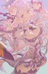  bangs bare_shoulders blunt_bangs braid breasts cat cleavage crown_braid dress elf emilia_(re:zero) flower hair_flower hair_ornament hair_ribbon highres hong lavender_hair medium_breasts miniskirt pointy_ears puck_(re:zero) purple_eyes purple_ribbon re:zero_kara_hajimeru_isekai_seikatsu ribbon rose silver_hair skirt thighhighs white_dress white_flower white_rose zettai_ryouiki 