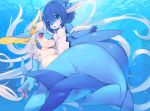  4_fingers accessory ahoge ambient_fish ambient_sealife anthro black_nose blue_body blue_eyes blue_hair blue_skin blue_theme blush breast_squish breasts day detailed_background duo ear_fins featureless_breasts female female/female fin fingers fish fur glistening glistening_body glistening_skin hair hair_accessory hand_on_cheek hi_res horn hug hybrid kemono kishibe long_ears long_hair looking_at_viewer mammal marine medium_breasts merfolk monotone_hair multicolored_body multicolored_skin navel nude one_eye_closed open_mouth open_smile pawpads pelvic_fins pink_eyes pink_pawpads seashell shell short_hair slightly_chubby smile squish tail_fin underwater water white_body white_fur white_skin 