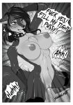  &lt;3 ahegao anthro big_breasts bodily_fluids breasts canid canine chest_tuft collar dialogue drooling english_text eye_roll female female_focus female_penetrated genital_fluids hi_res looking_pleasured male male/female male_penetrating male_penetrating_female mammal monochrome nipples penetration pussy_juice saliva solo_focus text tuft vaginal vaginal_penetration yuureikun 