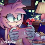  1:1 2020 accessory amy_rose anthro beverage clothing cup cuteytcat desk eulipotyphlan female flower food furniture gaming gloves green_eyes hair_accessory hairband handwear hedgehog lamp mammal night nintendo nintendo_switch open_mouth plant playing_videogame plushie popcorn signature sitting sky solo sonic_the_hedgehog_(series) star starry_sky video_games window 