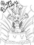  &lt;3 &lt;3_eyes 2019 animal_humanoid blue_body blue_fur blush breasts bubble cake carrot clothed clothing female food fur gloves greyscale hair handwear happy_birthday hi_res humanoid lagomorph lagomorph_humanoid leporid leporid_humanoid mammal mammal_humanoid midnytesketch monochrome multicolored_body multicolored_fur open_mouth paws plant rabbit_humanoid simple_background smile solo usawa_fuwakaru vegetable white_body white_fur 