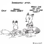  anthro barefoot black_and_white bottomwear canid canine clothed clothing comic crossed_arms dialogue disney duo edit english_text fox fully_clothed fur hard_translated judy_hopps lagomorph leporid mammal monochrome nick_wilde pants rabbit red_fox shirt sitting srmy_nkjd7 text topwear translated zootopia 