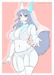 anthro breasts bride canid canine canis cleavage clothed clothing female jackal kitsunewaffles-chan lingerie mammal solo 