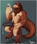  2018 abs anthro ball_tuft balls biceps big_balls big_penis black_penis bodily_fluids brown_body brown_fur brown_nose brown_pawpads camera_flash canid canine canis chest_tuft ear_piercing erection fangs foreskin fur genital_fluids genitals gradient_background hair hi_res holding_object holding_phone huge_balls huge_penis humanoid_genitalia humanoid_penis looking_aside looking_at_viewer male mammal multicolored_body multicolored_fur muscular muscular_male neck_tuft nipples on_one_leg pawpads pecs penis phone piercing precum pubes signature simple_background solo standing taking_picture teeth thydris tobias_(thydris) tuft two_tone_body two_tone_fur vein whiskers wolf yellow_eyes 