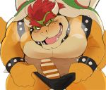  2020 anthro blush bowser bulge censored clothing erection genitals humanoid_hands hyaku_(artist) koopa male mario_bros nintendo overweight overweight_male penis scalie simple_background solo underwear video_games white_background 